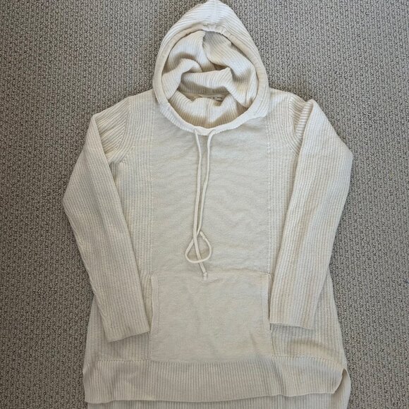 Athleta Sweater Cashmere Long Sleeve Smock Cowl Neck Hood Kangaroo Pocket SZM - Picture 3 of 8